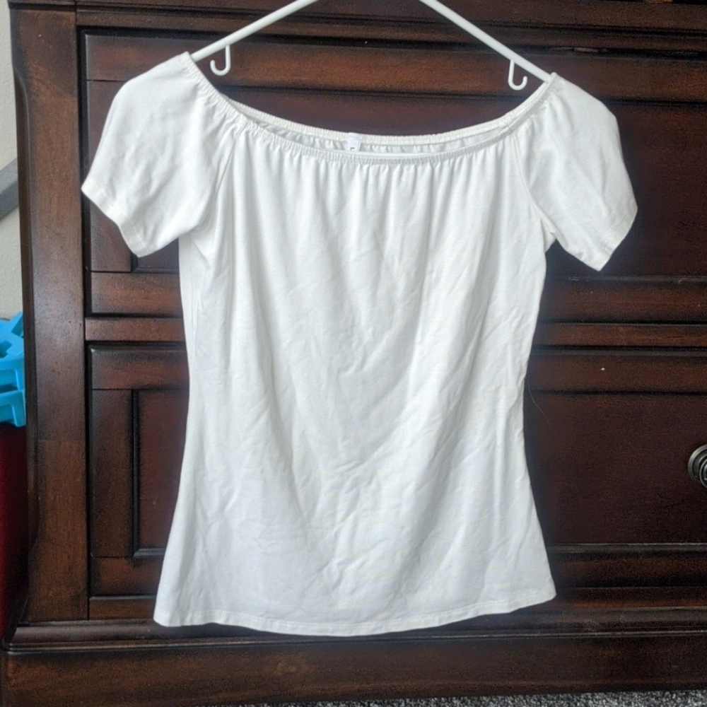 Off the shoulder white top